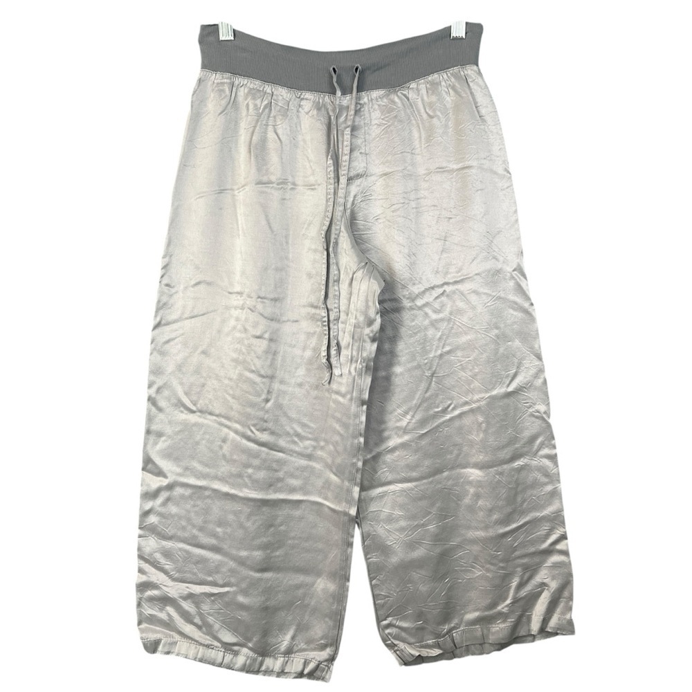 PJ HARLOW Jolie Capri Satin Palazzo Pajama Pant Silver Size Small